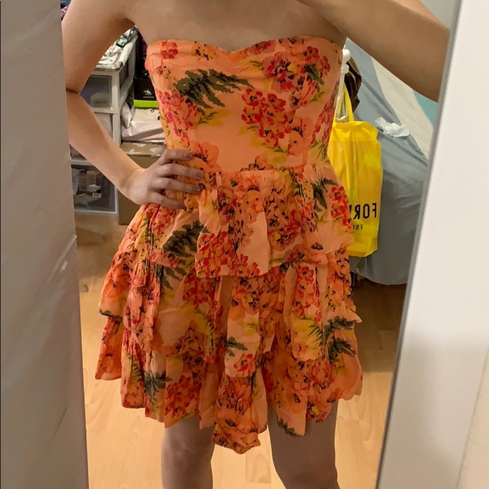 "Kimchi Blue" Strapless Floral Dress, Size 0 Women